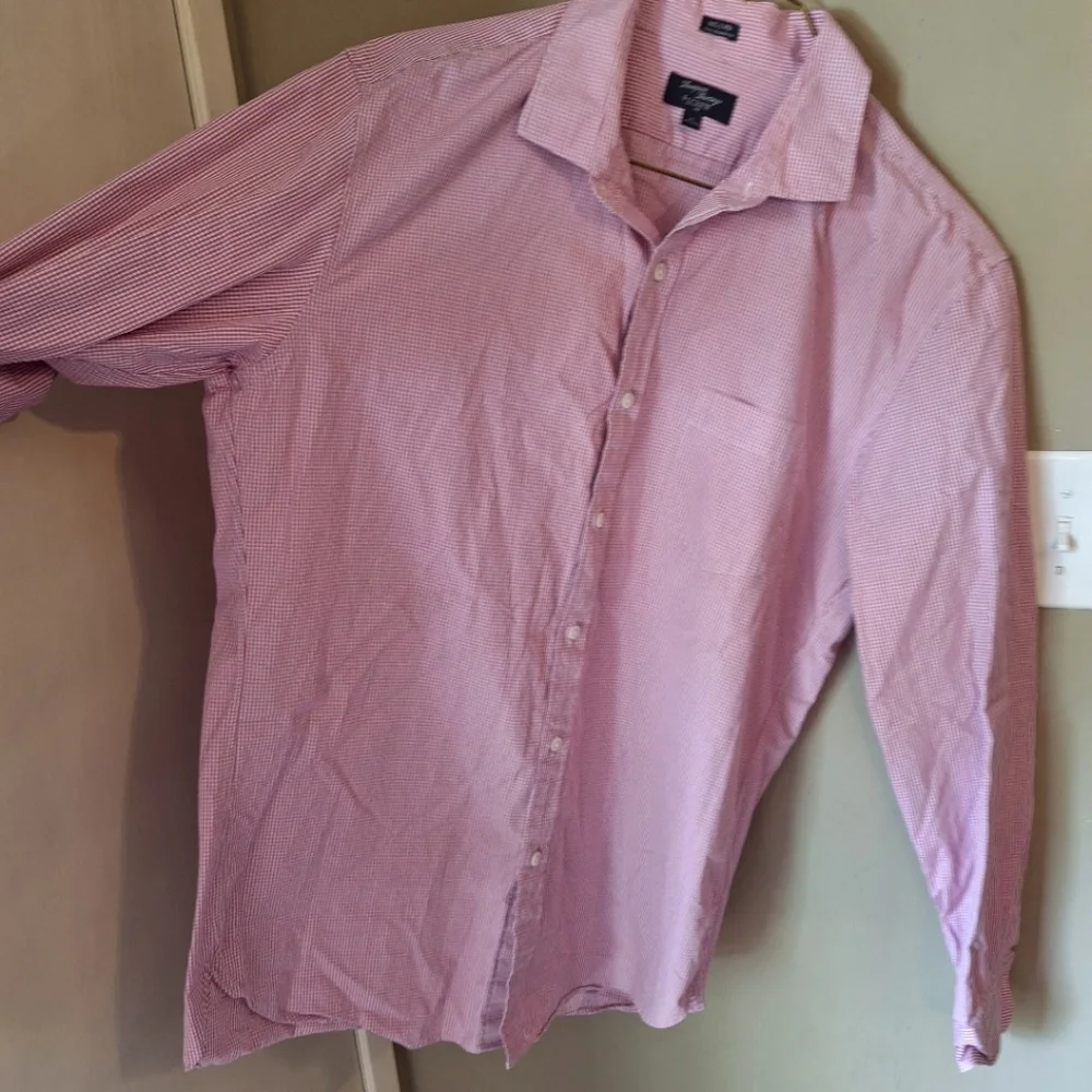 Men's J. Crew Pink Checkered Button Up Shirt Sz XL